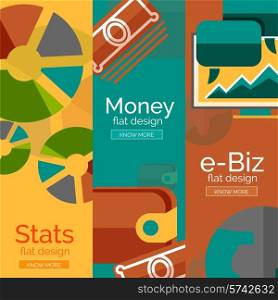 Money, business, e-commerce concepts. Set of flat design banners