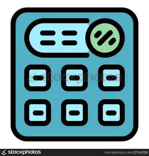 Money calculator icon. Outline money calculator vector icon color flat isolated. Money calculator icon color outline vector