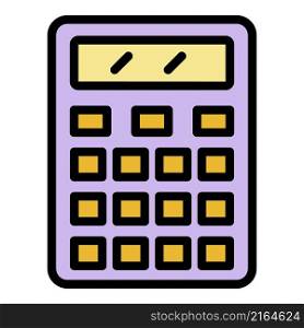 Money calculator icon. Outline money calculator vector icon color flat isolated. Money calculator icon color outline vector