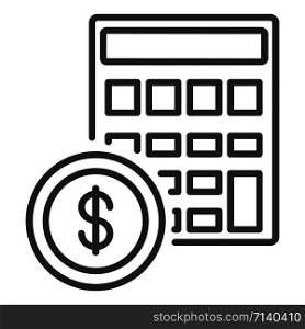 Money calculator icon. Outline money calculator vector icon for web design isolated on white background. Money calculator icon, outline style