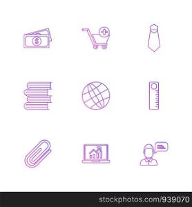 money , cart , tie , books , globe , scale , pin , laptop , icon, vector, design, flat, collection, style, creative, icons