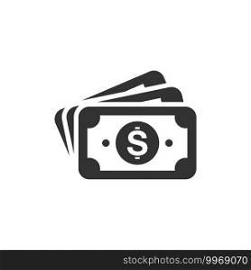 Money cash icon flat. White pictogram on black background. Vector illustration symbol and bonus icons. Money cash icon flat