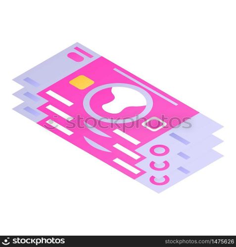 Money cash icon. Isometric of money cash vector icon for web design isolated on white background. Money cash icon, isometric style