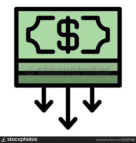 Money cash icon. Outline money cash vector icon color flat isolated. Money cash icon color outline vector