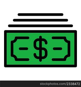 Money cash icon. Outline money cash vector icon color flat isolated. Money cash icon color outline vector