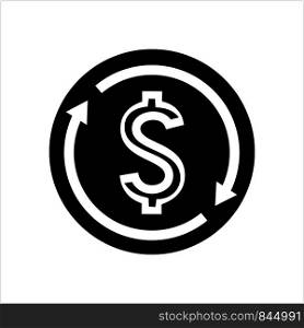 Money Change Icon, Currency Change Icon Vector Art Illustration