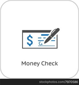 Money Check Business Icon. Flat Design.