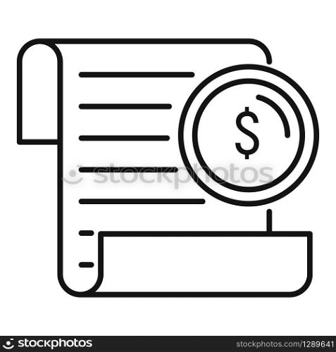 Money coin paper icon. Outline money coin paper vector icon for web design isolated on white background. Money coin paper icon, outline style