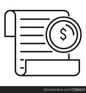 Money coin paper icon. Outline money coin paper vector icon for web design isolated on white background. Money coin paper icon, outline style