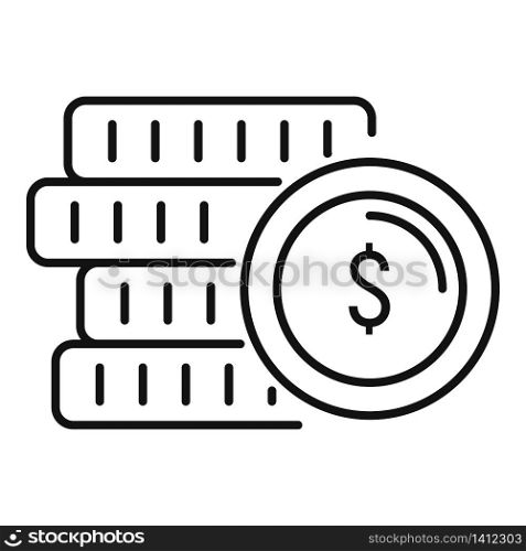 Money coin stack icon. Outline money coin stack vector icon for web design isolated on white background. Money coin stack icon, outline style