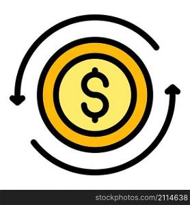 Money coins converter icon. Outline money coins converter vector icon color flat isolated. Money coins converter icon color outline vector