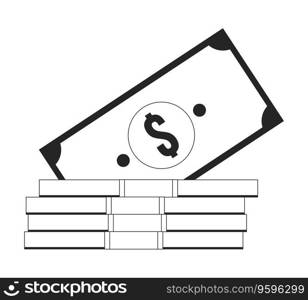 Money collection flat monochrome isolated vector object. Savings. Finance. Editable black and white line art drawing. Simple outline spot illustration for web graphic design