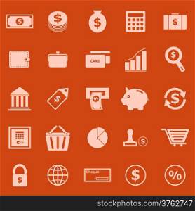 Money color icons on orange background, stock vector