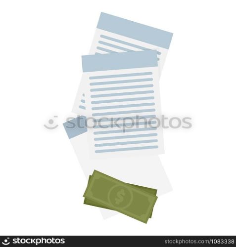 Money contract icon. Flat illustration of money contract vector icon for web design. Money contract icon, flat style