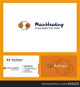 Money converstion Logo design with Tagline & Front and Back Busienss Card Template. Vector Creative Design