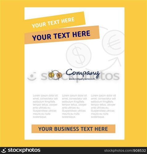 Money converstion Title Page Design for Company profile ,annual report, presentations, leaflet, Brochure Vector Background