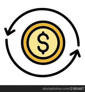 Money convert icon. Outline money convert vector icon color flat isolated. Money convert icon color outline vector