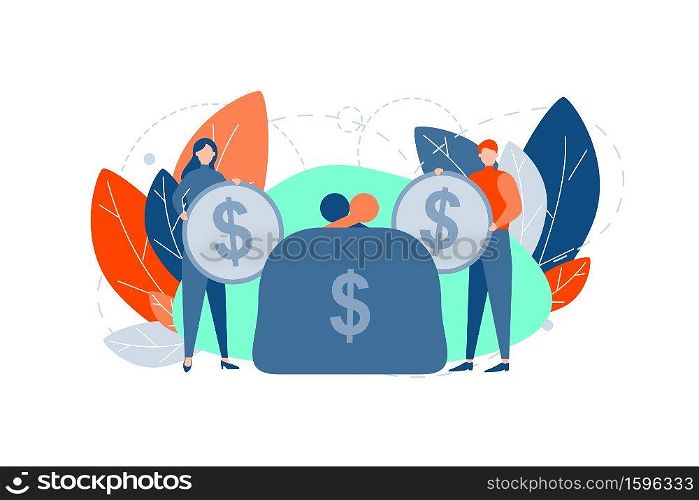 Money counting, earning, bank, capital, investment concept. Young financial team, business man, businesswoman, clerk or manager safe or earn money capital in bank. Money counting. Bank investment.. Money counting, earning, bank, capital investment concept