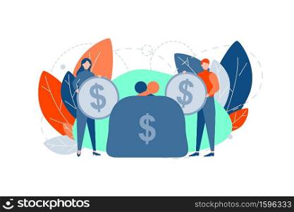 Money counting, earning, bank, capital, investment concept. Young financial team, business man, businesswoman, clerk or manager safe or earn money capital in bank. Money counting. Bank investment.. Money counting, earning, bank, capital investment concept