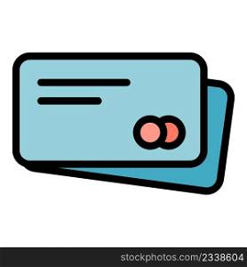 Money credit card icon. Outline money credit card vector icon color flat isolated. Money credit card icon color outline vector