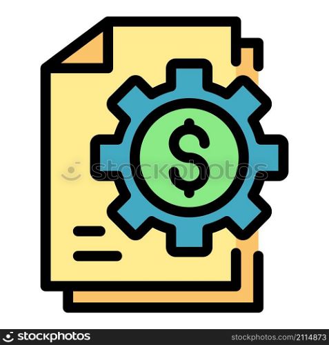 Money credit gear paper icon. Outline money credit gear paper vector icon color flat isolated. Money credit gear paper icon color outline vector