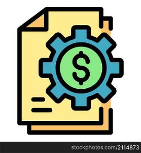 Money credit gear paper icon. Outline money credit gear paper vector icon color flat isolated. Money credit gear paper icon color outline vector