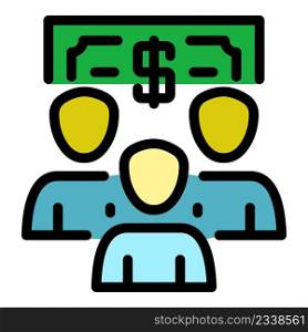 Money customer icon. Outline money customer vector icon color flat isolated. Money customer icon color outline vector