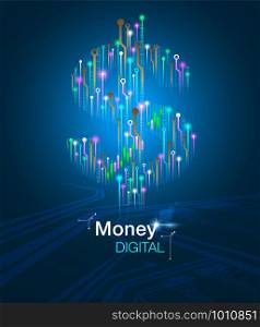 Money digital business concept. Vector eps10.