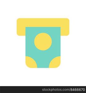 Money dispenser flat color ui icon. Automated teller machine. Deposit slot for banknotes. Simple filled element for mobile app. Colorful solid pictogram. Vector isolated RGB illustration. Money dispenser flat color ui icon