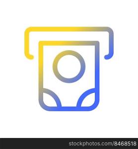 Money dispenser pixel perfect gradient linear ui icon. Automated teller machine. Deposit slot. Line color user interface symbol. Modern style pictogram. Vector isolated outline illustration. Money dispenser pixel perfect gradient linear ui icon