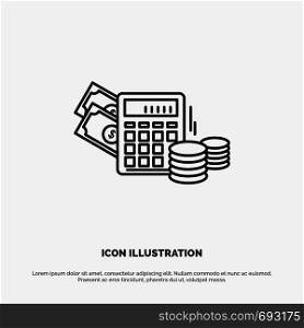 Money, Dollar, Calculator, Balance Line Icon Vector