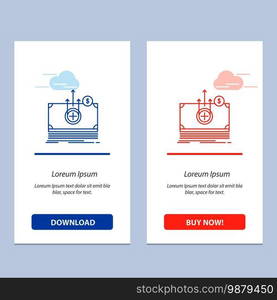 Money, Dollar, Medical, Transfer  Blue and Red Download and Buy Now web Widget Card Template