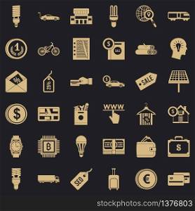 Money economy icons set. Simple style of 36 money economy vector icons for web for any design. Money economy icons set, simple style