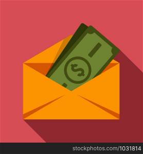 Money envelope icon. Flat illustration of money envelope vector icon for web design. Money envelope icon, flat style