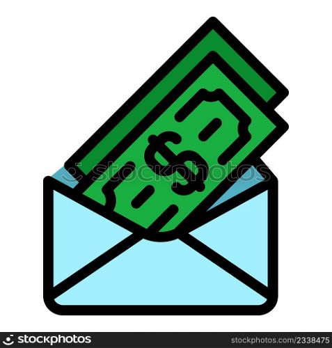 Money envelope icon. Outline money envelope vector icon color flat isolated. Money envelope icon color outline vector