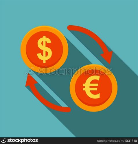 Money exchange icon. Flat illustration of money exchange vector icon for web design. Money exchange icon, flat style