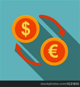 Money exchange icon. Flat illustration of money exchange vector icon for web design. Money exchange icon, flat style
