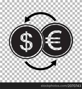 money exchange icon on transparent background. currency exchange sign. flat style.