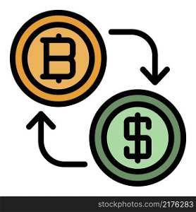Money exchange icon. Outline money exchange vector icon color flat isolated. Money exchange icon color outline vector