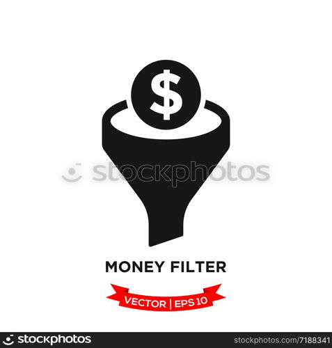 money filter vector logo template, filter icon