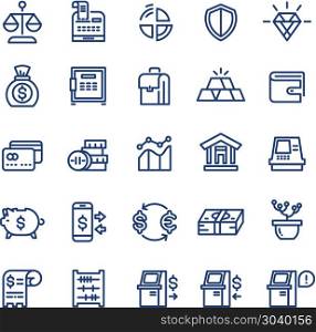 Money finance payments business vector thin line icons set. Money finance payments business vector thin line icons set. Banking technology, exchange currency illustration