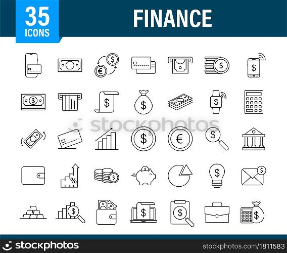 Money, finance, payments. Set outline web icon Vector stock illustration. Money, finance, payments. Set outline web icon. Vector stock illustration.