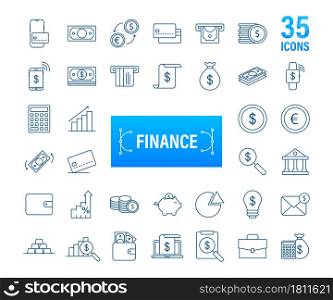 Money, finance, payments. Set outline web icon Vector stock illustration. Money, finance, payments. Set outline web icon. Vector stock illustration.