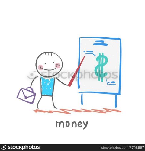 money. Fun cartoon style illustration. The situation of life.