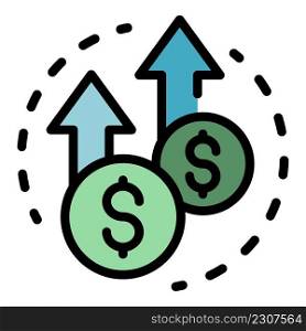 Money fund icon. Outline money fund vector icon color flat isolated. Money fund icon color outline vector