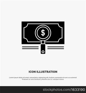 Money, Fund, Search, Loan, Dollar solid Glyph Icon vector