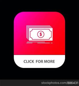 Money, Fund, Transfer, Dollar Mobile App Button. Android and IOS Glyph Version