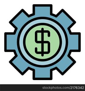 Money gear icon. Outline money gear vector icon color flat isolated. Money gear icon color outline vector