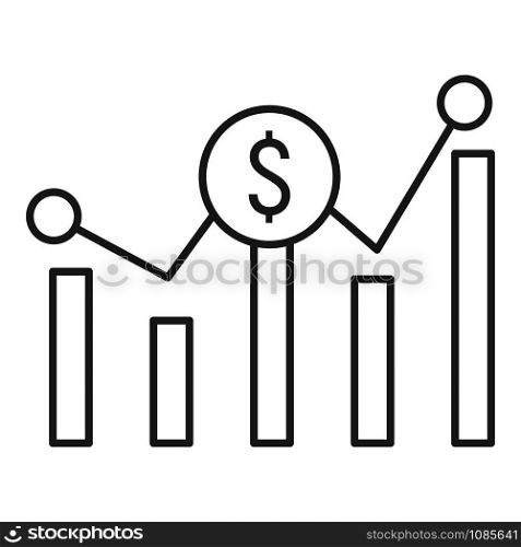 Money graph icon. Outline money graph vector icon for web design isolated on white background. Money graph icon, outline style