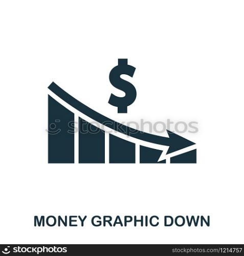 Money Graphic Down icon. Flat style icon design. UI. Illustration of money graphic down icon. Pictogram isolated on white. Ready to use in web design, apps, software, print. Money Graphic Down icon. Flat style icon design. UI. Illustration of money graphic down icon. Pictogram isolated on white. Ready to use in web design, apps, software, print.